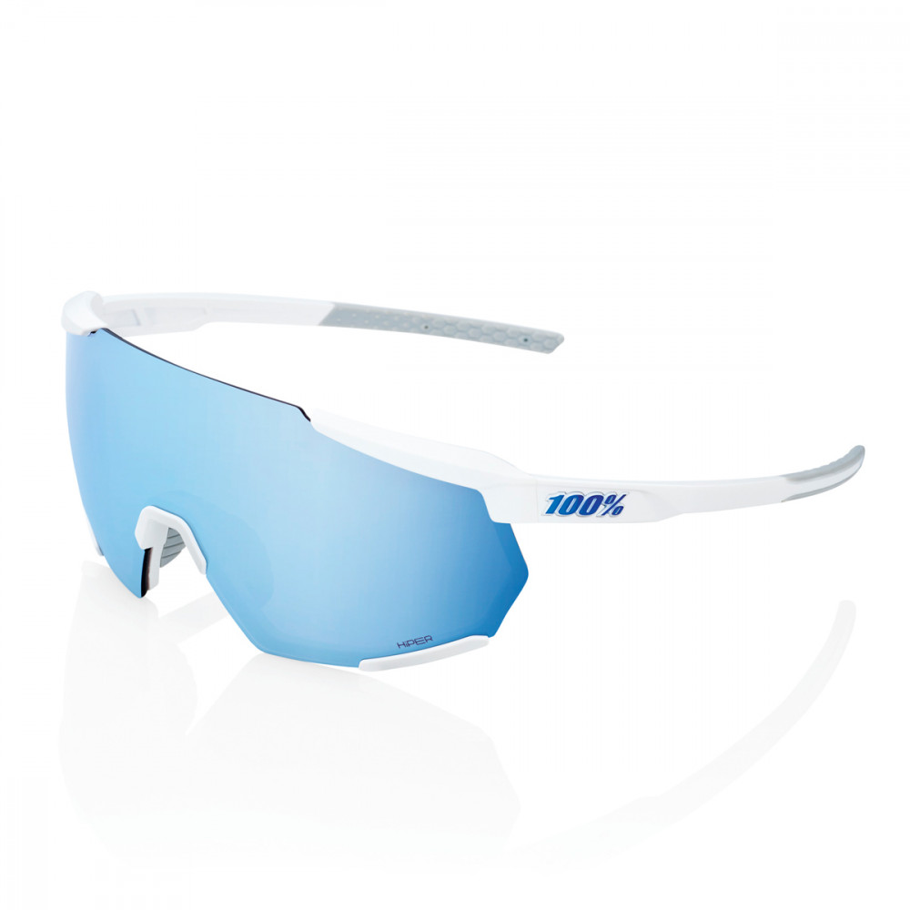 Solaire 100% - Racetrap 3.0 - Matte White / HiPER Blue Multilayer Mirror